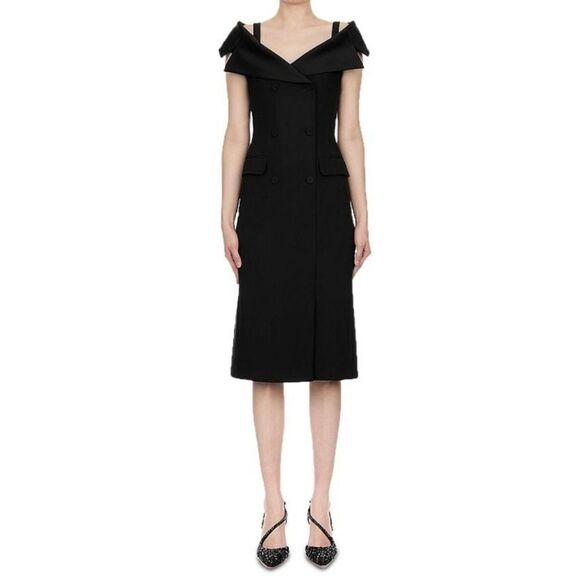 Alberta Ferretti Cold Shoulder Crepe Midi Dress - Picture 1 of 7